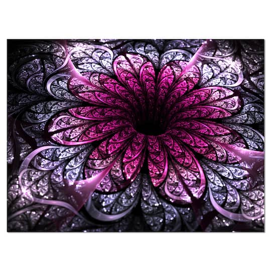 Designart - Dark Purple Fractal Flower Digital Art